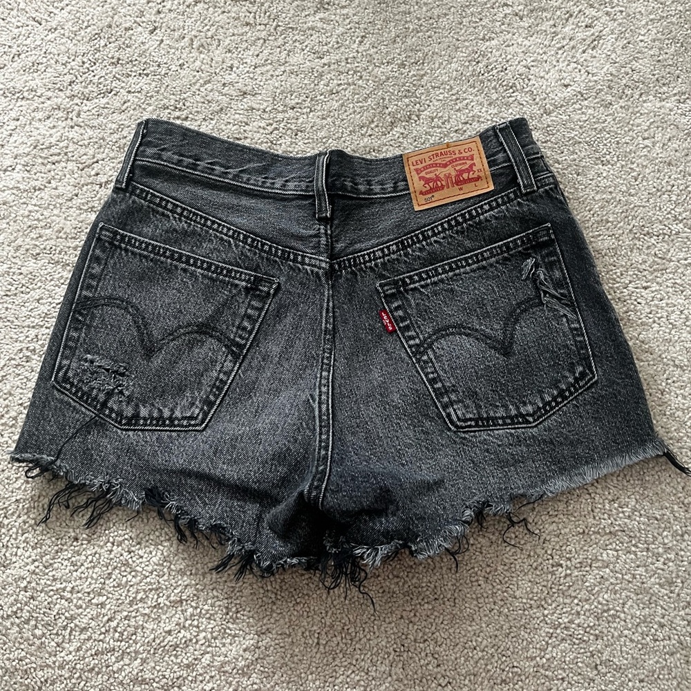 Levi's Black Jean Shorts with Studs/Distressed Hem